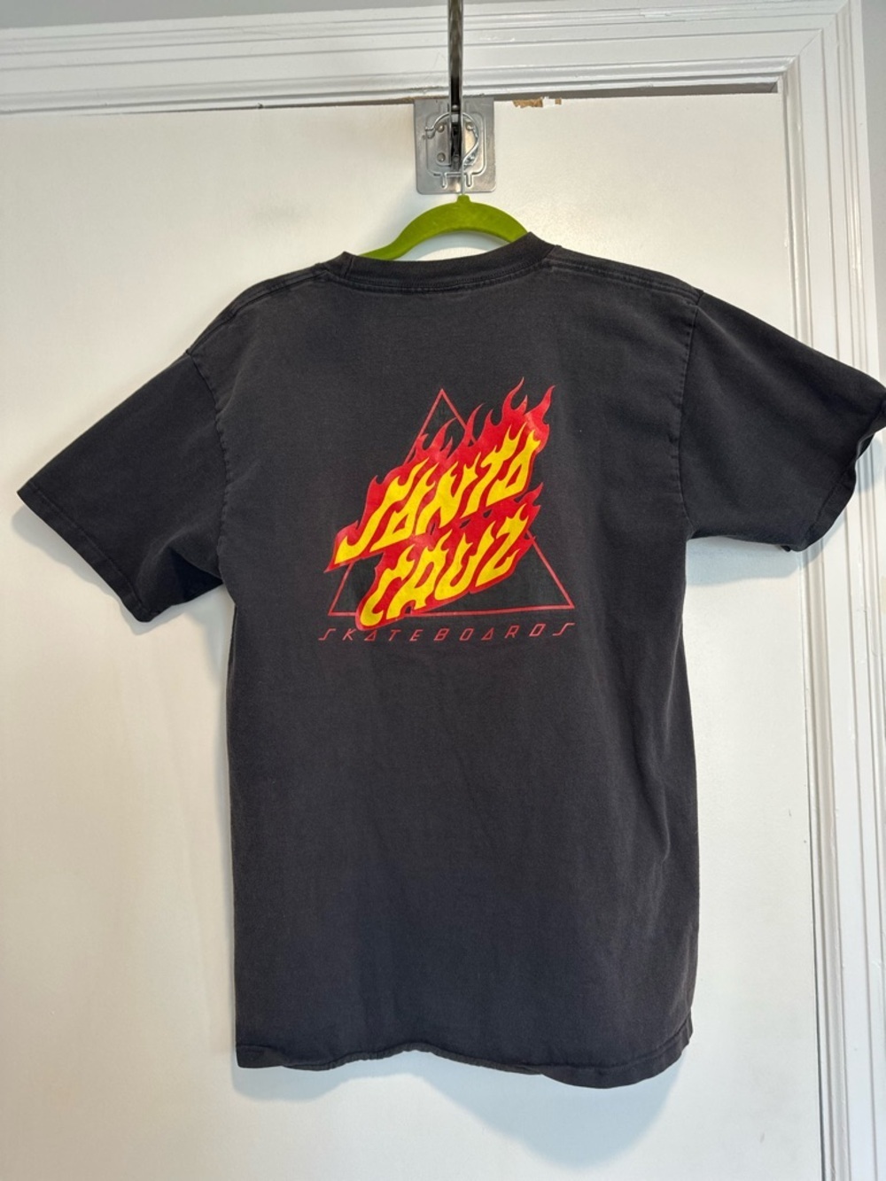 Men's Black Graphic T-Shirt with Flame Logo